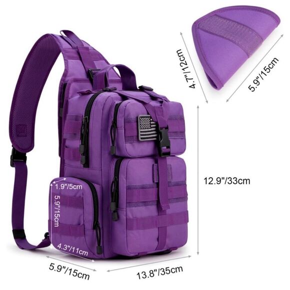 Tactical EDC Sling Bag Backpack with Pistol Holster Military Shoulder Backpack - Picture 3 of 12